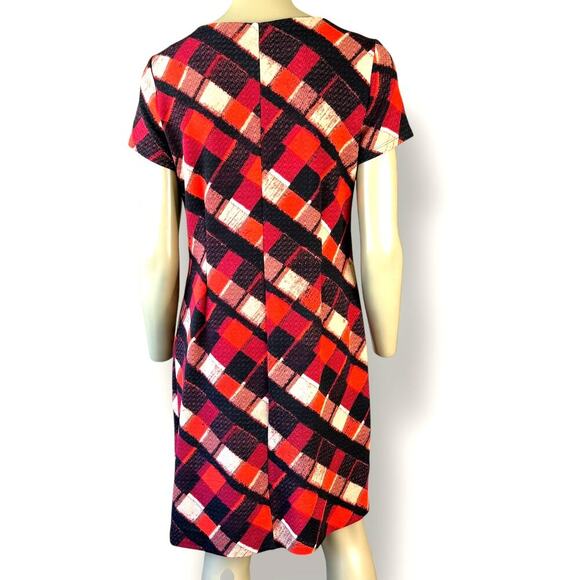 Perceptions NY Geometric Short Sleeves Stretchy Shift Tee Dress Pullover Size 8 - Picture 2 of 12